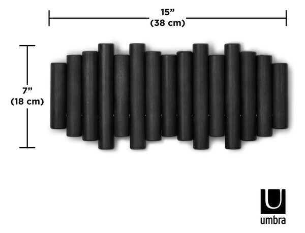 Cuier de perete negru din lemn masiv de pin Picket – Umbra