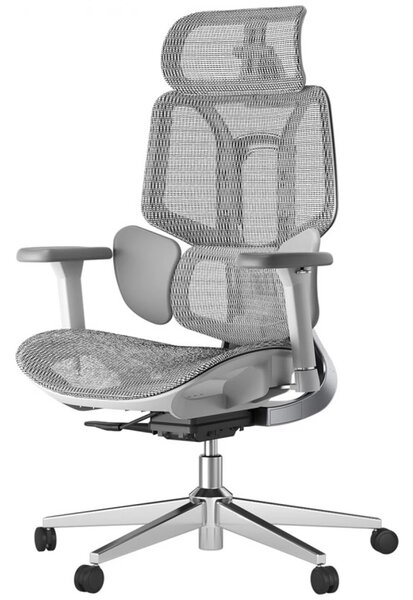 HBADA E3 AIR Scaun ergonomic, cu suport lombar dinamic pe 3 zone, tetieră reglabilă 3D, cotiere reglabile 6D, pivotant, Gri