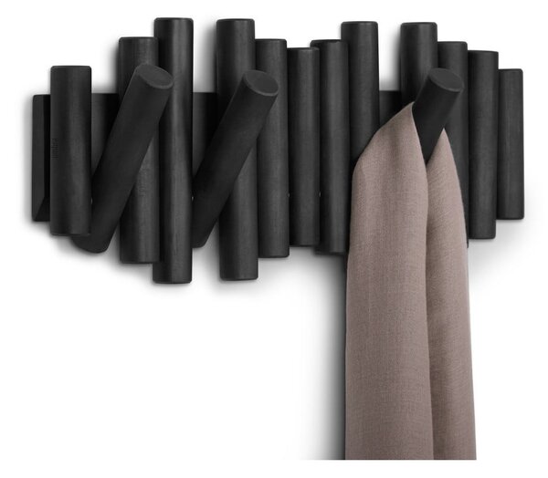 Cuier de perete negru din lemn masiv de pin Picket – Umbra