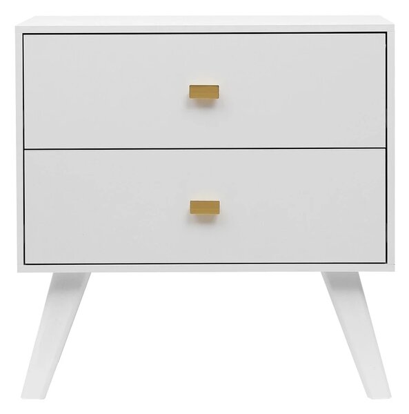 Noptieră cu 2 sertare, 63.5x40.5x63.5 cm, Alb