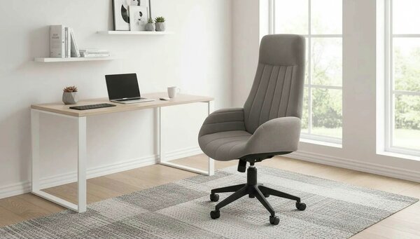 Scaun birou HARPER, gri/negru, stofa clasica/metal, 62x70x113/123 cm