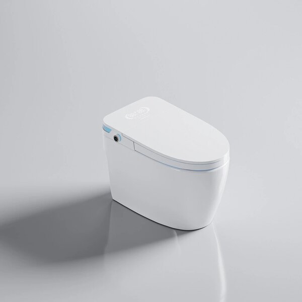 Smart WC 859 – Vas de Toaletă Inteligent cu Bideu, Sterilizare UV, Deschidere/Închidere automată, Senzor picior, Control inteligent al Temperaturii, Uscare aer cald, Iluminare de noapte, Afișaj LED, Telecomandă, Ceramică, Alb