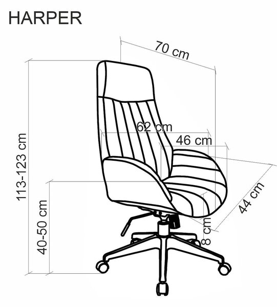 Scaun birou HARPER, gri/negru, stofa clasica/metal, 62x70x113/123 cm