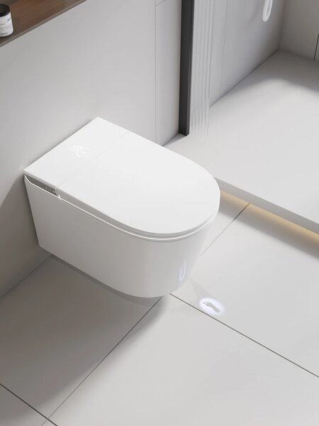 Smart WC 301 – Vas de Toaletă Inteligent cu Bideu, Sterilizare UV, Deschidere/Închidere automată, Senzor picior, Control inteligent al Temperaturii, Uscare aer cald, Iluminare de noapte, Afișaj LED, Telecomandă, Ceramică, Alb