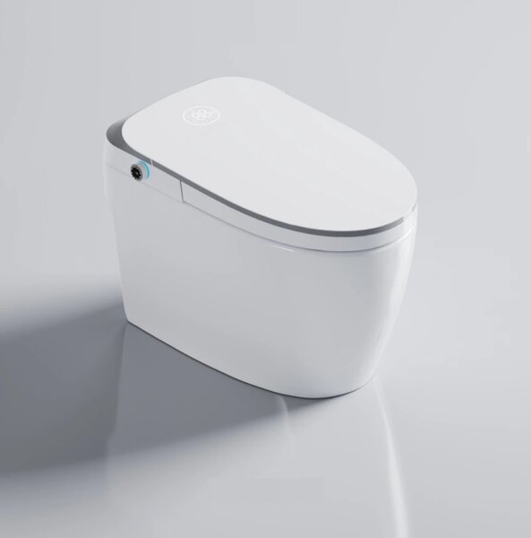 Smart WC 808 – Vas de Toaletă Inteligent cu Bideu, Sterilizare UV, Deschidere/Închidere automată, Senzor picior, Control inteligent al Temperaturii, Uscare aer cald, Iluminare de noapte, Afișaj LED, Telecomandă, Ceramică, Alb