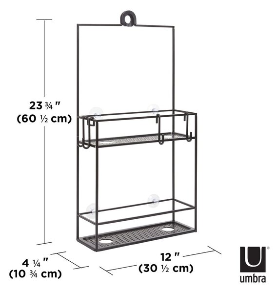 Raft pentru baie negru suspendat din oțel Cubiko – Umbra