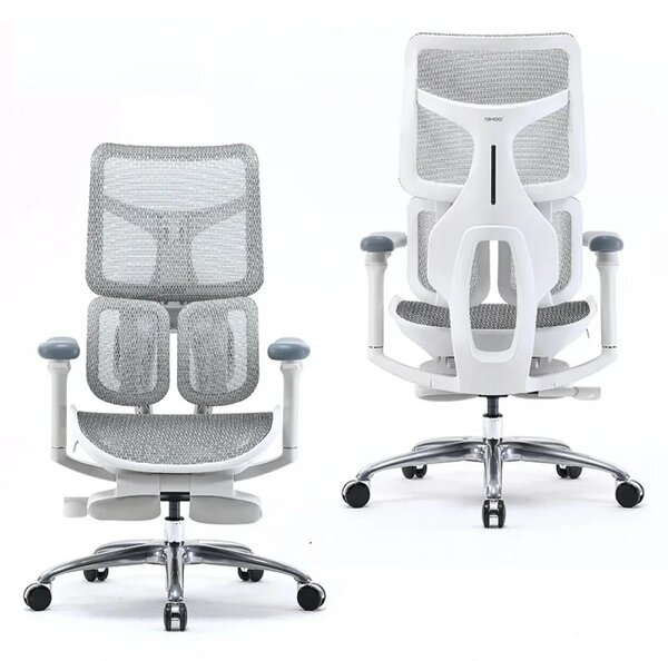 Scaun ergonomic SIHOO S100, cotiere 4D ultra moi, suport lombar adaptiv, spătar reglabil pe inaltime, sezut cu translatie, mecanism multifunctional inclinare/blocare, suport picioare, pivotant, Mesh, Gri