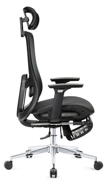 ROCKY-V5 Scaun ergonomic, Full Mesh, Sezut Translatie, suport picioare, Negru