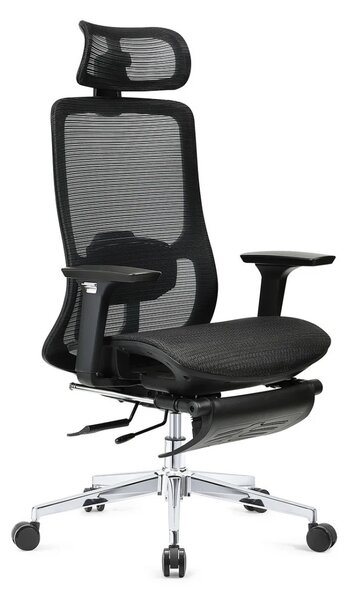 ROCKY-V5 Scaun ergonomic, Full Mesh, Sezut Translatie, suport picioare, Negru