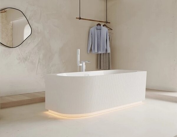 Cada freestanding Yara LED, colt perete dreapta, iluminare LED, acril, Alb lucios,160 cm, 5021R LED