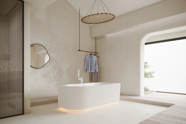 Cada freestanding Yara LED, colt perete dreapta, iluminare LED, acril, Alb lucios,160 cm, 5021R LED