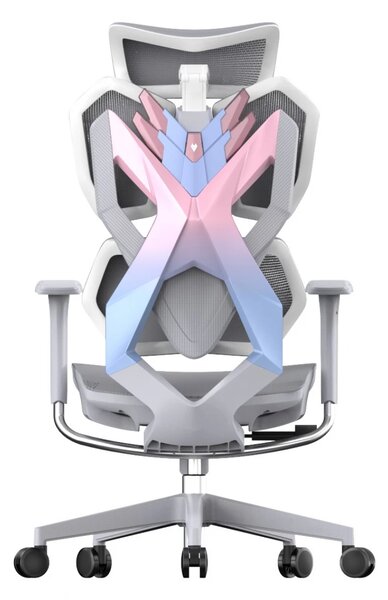 Scaun ergonomic SIHOO X5C-207, cotiere 3D, suport lombar reglabil, tetiera 3D, mecanism multifunctional inclinare/blocare, pivotant, Mesh, Gri/Roz