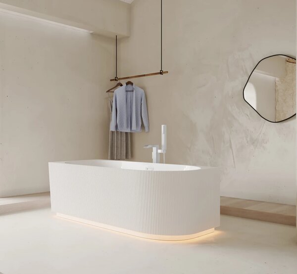 Cada freestanding Yara LED, colt perete stanga, iluminare LED, acril, Alb lucios,160 cm, 5021L LED