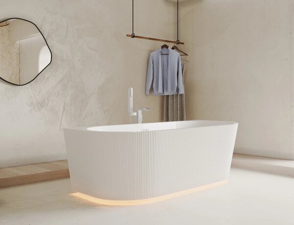 Cada acril freestanding Rania, iluminare LED, Alb lucios,160 cm, 5022 LED