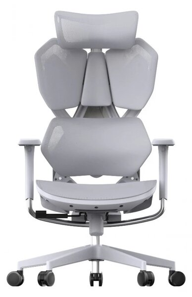 Scaun ergonomic SIHOO X5C-207, cotiere 3D, suport lombar reglabil, tetiera 3D, mecanism multifunctional inclinare/blocare, pivotant, Mesh, Gri/Roz