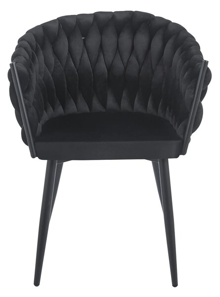 Scaun dining, catifea, cadru metalic, Negru
