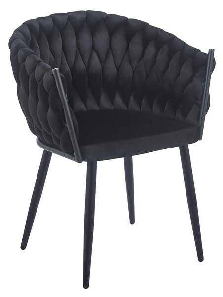 Scaun dining, catifea, cadru metalic, Negru