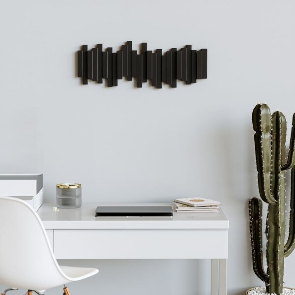Cuier de perete negru din plastic Sticks – Umbra