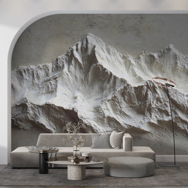 Tapet Munți în relief în tonuri deschise cu textură, Fototapet Natură, w04396 : Uwalls.ro