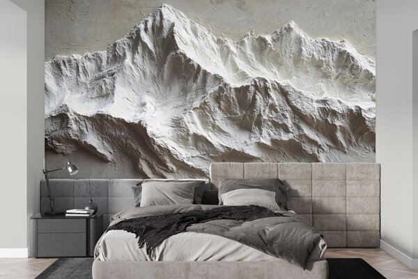Tapet Munți în relief în tonuri deschise cu textură, Fototapet Natură, w04396 : Uwalls.ro