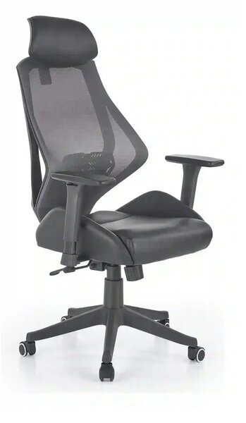 Scaun de birou HASEL, gri, piele ecologica/plasa, 68x78x110/118 cm