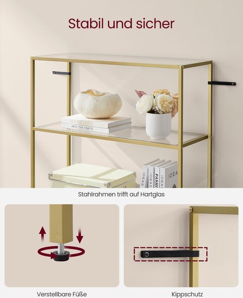 Biblioteca Vasagle Auriu 80x30x176.5 cm