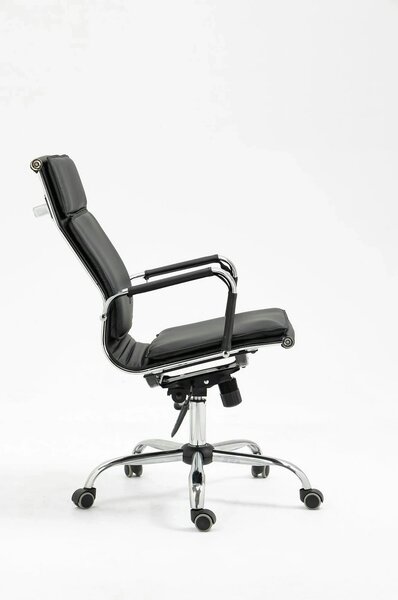 Scaun de birou MANTUS, negru, piele ecologica, 58x60x108/118 cm