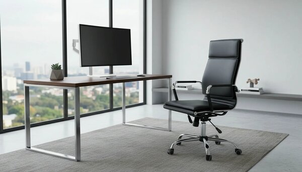 Scaun de birou MANTUS, negru, piele ecologica, 58x60x108/118 cm