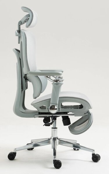 METACHAIR DORO Scaun ergonomic, cotiere 6D, suport lombar dinamic, spătar reglabil înălțime, tetieră 2D, suport picioare, mecanism multifunctional inclinare/blocare, pivotant, Mesh, Gri