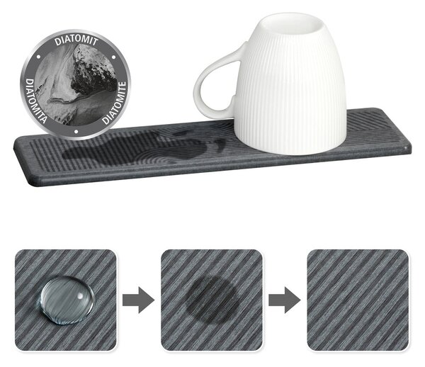 Scurgător de vase gri din diatomit 30x8 cm Damon – Wenko
