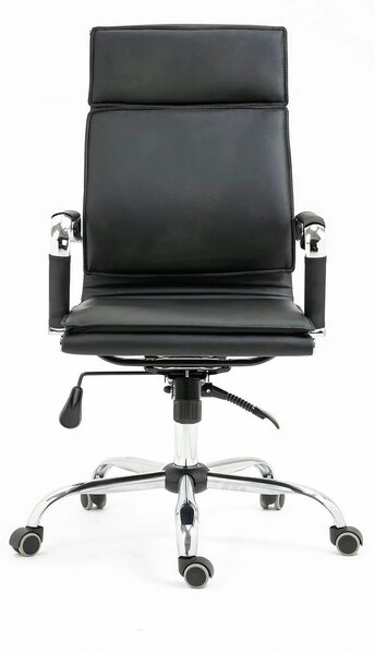 Scaun de birou MANTUS, negru, piele ecologica, 58x60x108/118 cm