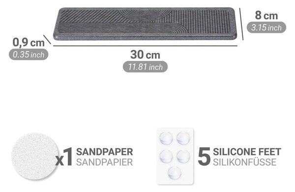 Scurgător de vase gri din diatomit 30x8 cm Damon – Wenko