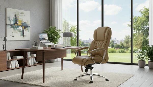 Scaun directorial FOSTER, maro, piele ecologica/PVC, 69x74x117/124 cm