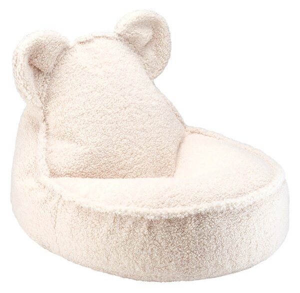Fotoliu puf pentru copii crem cu tapițerie din țesătură bouclé Bear – Wigiwama