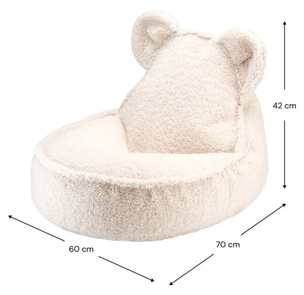 Fotoliu puf pentru copii crem cu tapițerie din țesătură bouclé Bear – Wigiwama