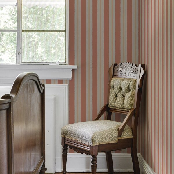 Tapet Dungi terracotta luminoase cu accente bej, Tapet geometrie, Tapet dungi, a00515 : Uwalls.ro