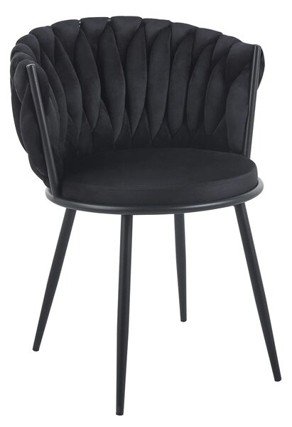 Scaun dining, tapiterie catifea, cadru metalic, Negru/Negru