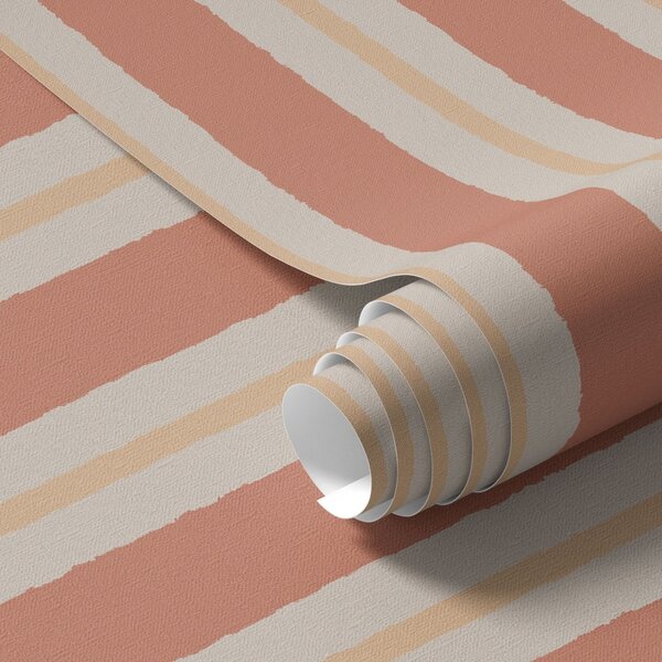 Tapet Dungi terracotta luminoase cu accente bej, Tapet geometrie, Tapet dungi, a00515 : Uwalls.ro
