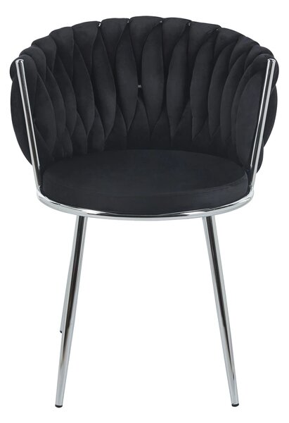 Scaun dining, tapiterie catifea, cadru metalic, Negru/Argintiu