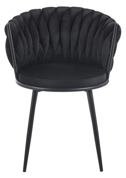 Scaun dining, tapiterie catifea, cadru metalic, Negru/Negru