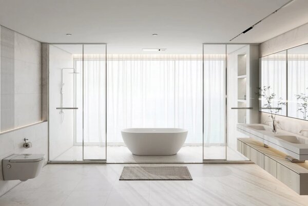 Cada acril freestanding Mia, Alb lucios,170x75x58 cm, 5010
