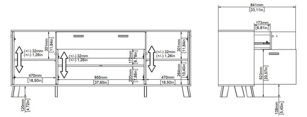 Comodă albă-în culoare naturală cu aspect de lemn de stejar 196x73x39 cm Ikast – Tvilum