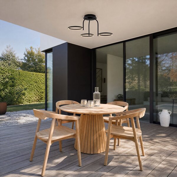 Lucande Lampa de tavan pentru exterior cu LED Sylvara, negru, CCT, 3 becuri, reglabil, Negru, Metal, Design