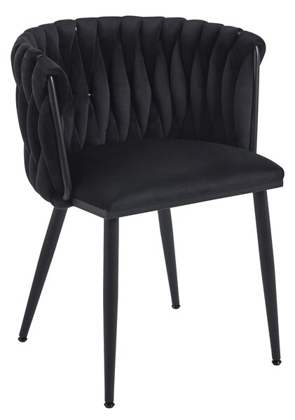 Scaun dining, tapiterie catifea, cadru metalic, Negru/Negru