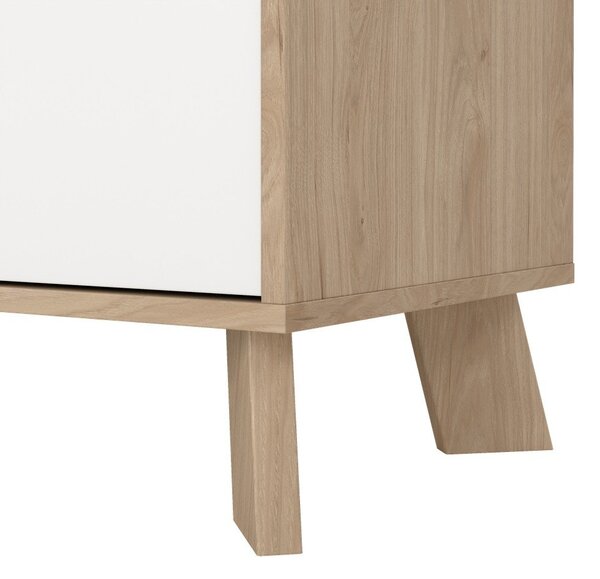 Comodă albă-în culoare naturală cu aspect de lemn de stejar 196x73x39 cm Ikast – Tvilum