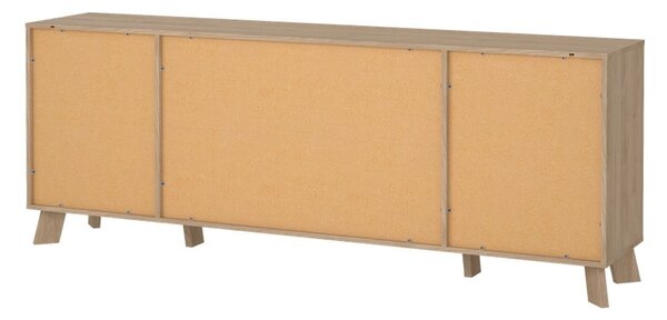 Comodă albă-în culoare naturală cu aspect de lemn de stejar 196x73x39 cm Ikast – Tvilum