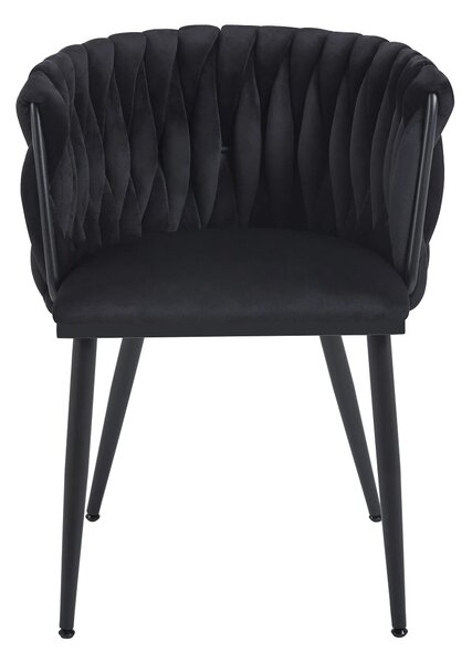 Scaun dining, tapiterie catifea, cadru metalic, Negru/Negru