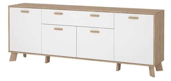 Comodă albă-în culoare naturală cu aspect de lemn de stejar 196x73x39 cm Ikast – Tvilum