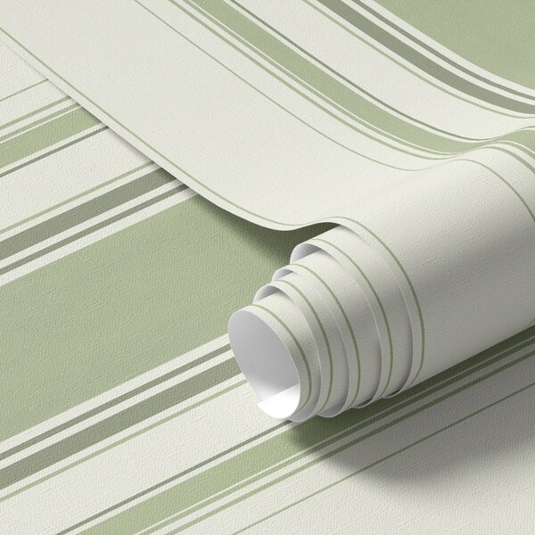 Tapet Fond crem cu o dungă centrală verde lată, Tapet geometrie, Tapet dungi, a00519 : Uwalls.ro