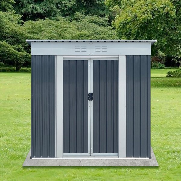 Magazie de Grădină din Oțel Galvanizat, Uși Duble Glisante, 179,3 x 126,5 x 179,7 cm, Gri Antracit
